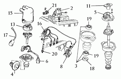 ignition distributor , lower, assebled sideways