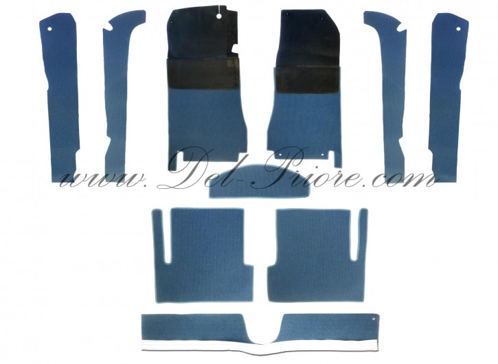 carpet set blue (10 pieces), original with rubber mat, in front