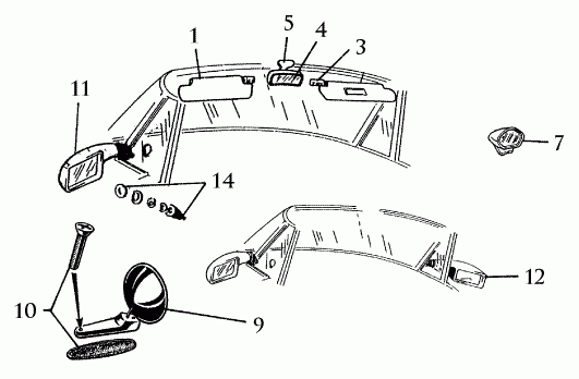 sun visor, left, until 1978