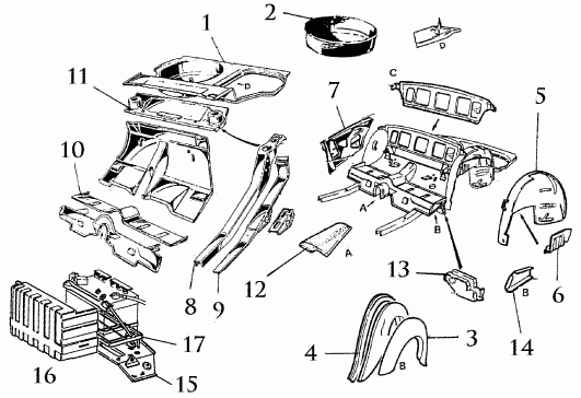 inner side frame, rear, RH