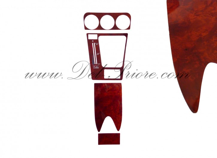 set ( 4 pieces) for dashboard, of reddish burl wood