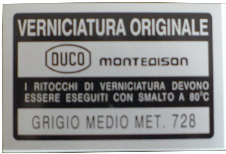 numero di colore "Grigio Medio Met. 728"