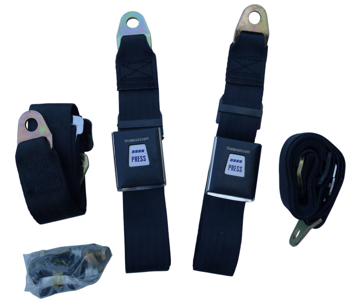 set seat belts 3-point, static, with dress plate chrome